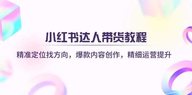 小红书达人带货教程：精准定位找方向，爆款内容创作，精细运营提升-乐码云集