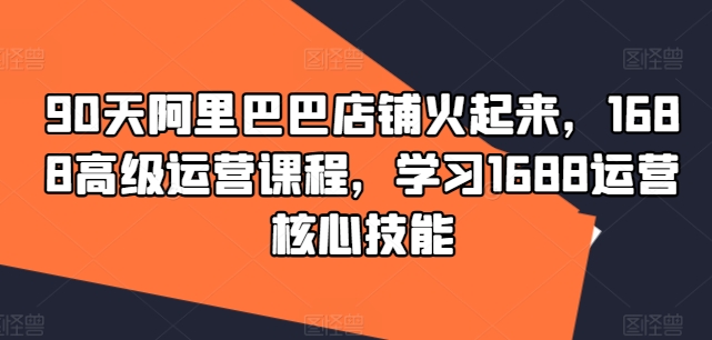 90天阿里巴巴店铺火起来，1688高级运营课程，学习1688运营核心技能-乐码云集