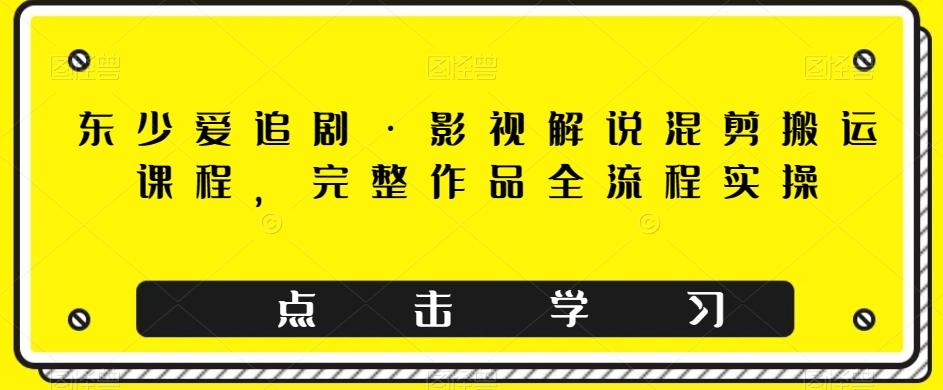 东少爱追剧·影视解说混剪搬运课程，完整作品全流程实操-乐码云集