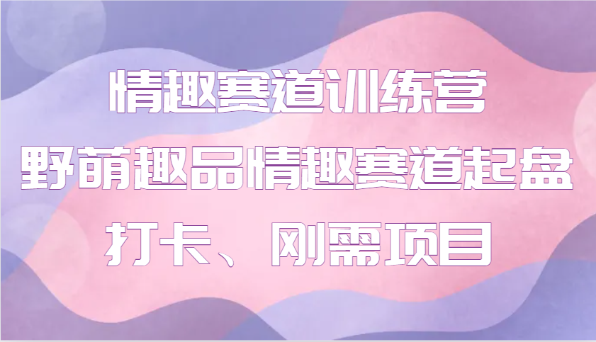 情趣赛道训练营 野萌趣品情趣赛道起盘打卡、刚需项目-乐码云集