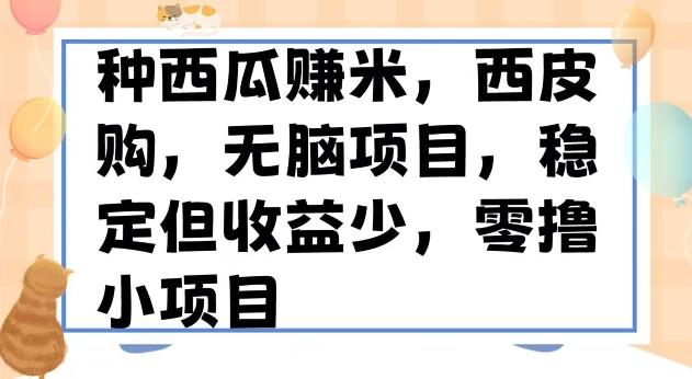 种西瓜赚米，西皮购稳定长久零撸小项目-乐码云集