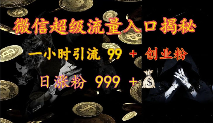微信超级流量入口揭秘：一小时引流 99 + 创业粉，日涨粉 999 +-乐码云集