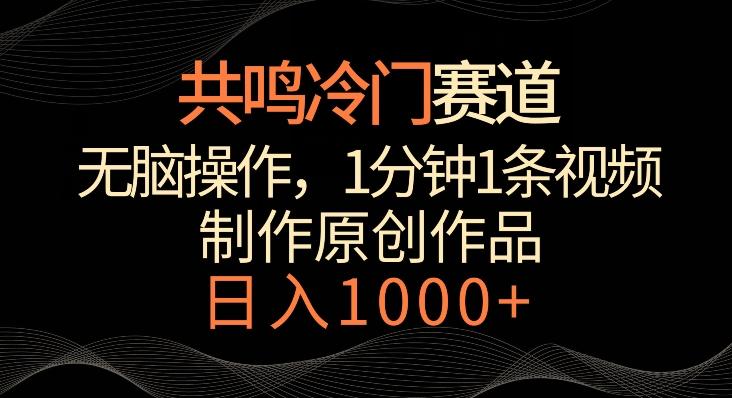 共鸣冷门赛道，无脑操作，一分钟一条视频，日入1000+【揭秘】-乐码云集