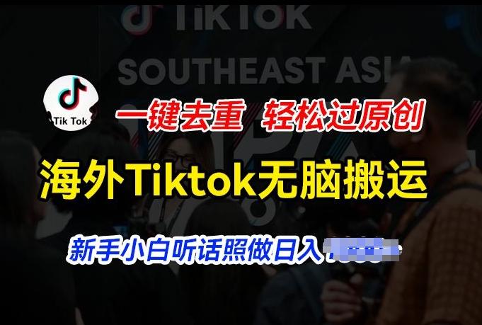 海外Tiktok短视频无脑搬运，一键去重轻松过原创，新手小白听话照做日入几张【揭秘】-乐码云集