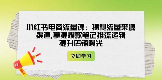 小红书电商流量课:揭秘流量来源渠道,掌握爆款笔记推流逻辑,提升店铺曝光-乐码云集