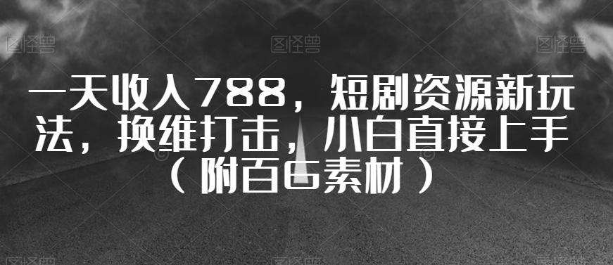 一天收入788，短剧资源新玩法，换维打击，小白直接上手（附百G素材）【揭秘】-乐码云集