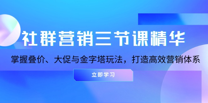 社群营销三节课精华：掌握叠价、大促与金字塔玩法，打造高效营销体系-乐码云集