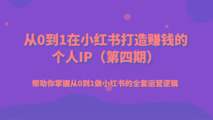 从0到1在小红书打造赚钱的个人IP(第四期)帮助你掌握从0到1做小红书的全套运营逻辑-乐码云集