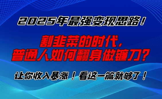 2025年最强变现思路，割韭菜的时代， 普通人如何翻身做镰刀？【揭秘】-乐码云集