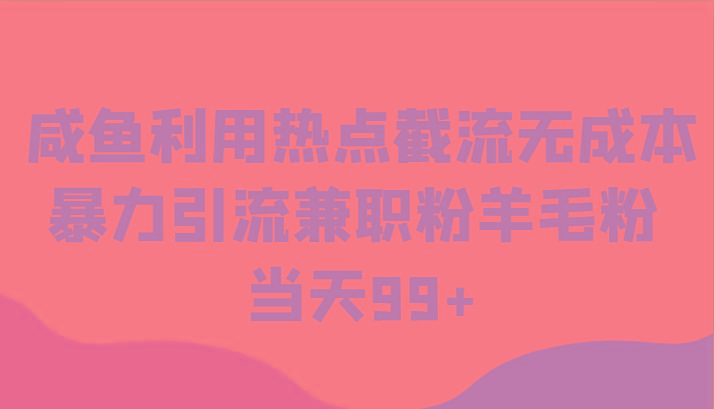咸鱼利用热点截流无成本暴力引流兼职粉羊毛粉 当天99+-乐码云集