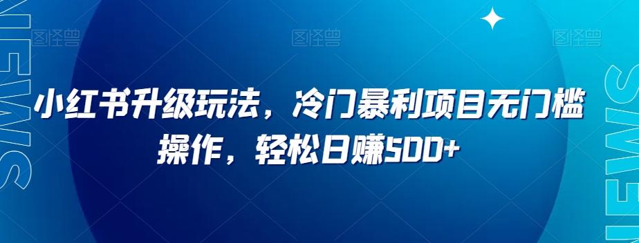 小红书升级玩法，冷门暴利项目无门槛操作，轻松日赚500+【揭秘】-乐码云集