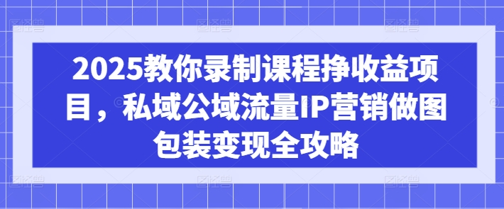 2025教你录制课程挣收益项目，私域公域流量IP营销做图包装变现全攻略-乐码云集