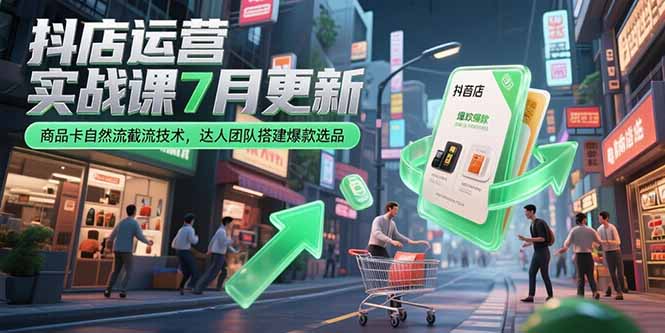抖店运营实战课7月更新，商品卡自然流截流技术，达人团队搭建爆款选品-乐码云集