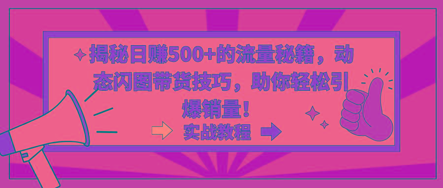 揭秘日赚500+的流量秘籍，动态闪图带货技巧，助你轻松引爆销量！-乐码云集